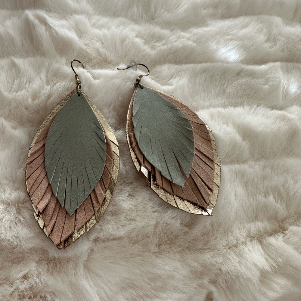Noonday Feathered Fringe Earrings, Blush